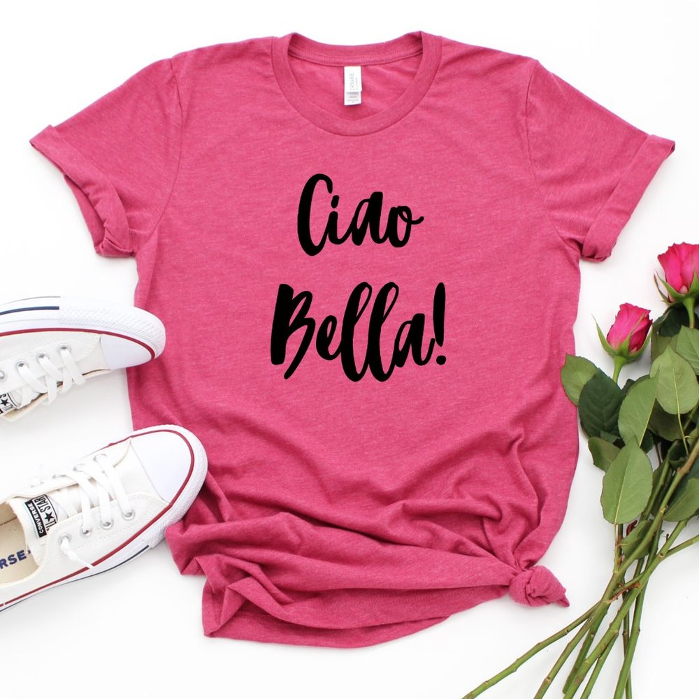 Super Soft Dark Pink Ciao Bella Graphic T shirt
